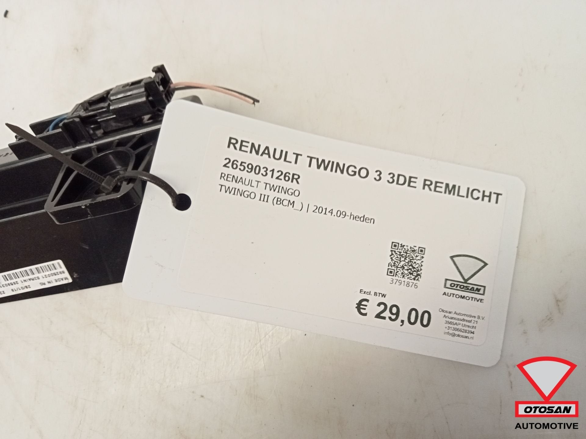 Renault Twingo 3 2014+ 3de Derde Remlicht 265903126R, Auto-onderdelen, Renault Group, Gebruikt, Contact.group@renault.com, Renault