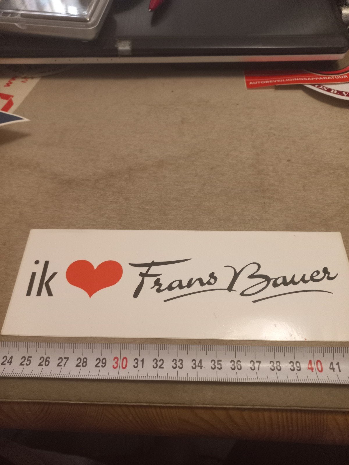Ik hou van Frans Bauer sticker/bord, Verzamelen, Ophalen of Verzenden, Gebruikt, Overige typen