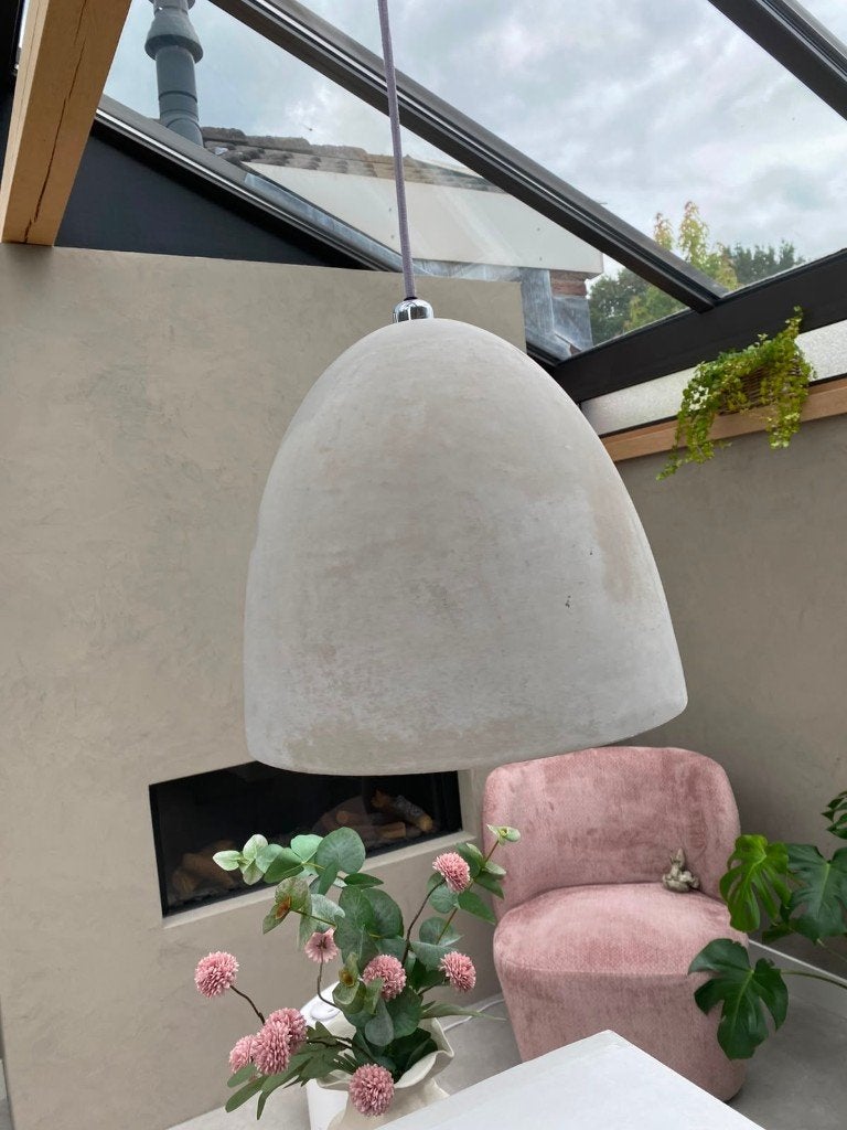 Twee prachtige betonnen tafellampen, Ophalen, Gebruikt, E27 (groot), Sfeerlamp