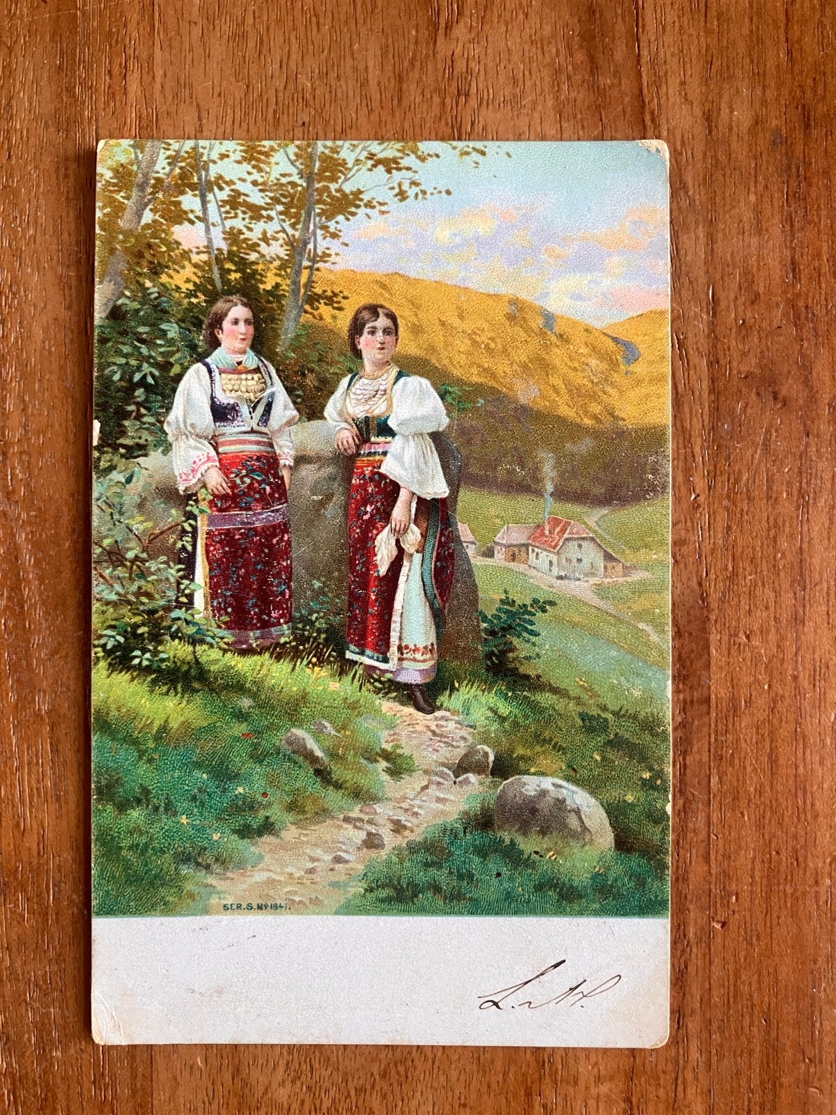 Vrouwen in Servische klederdracht in berglandschap 1905, Ophalen of Verzenden, Voor 1920, Gelopen, Klederdracht