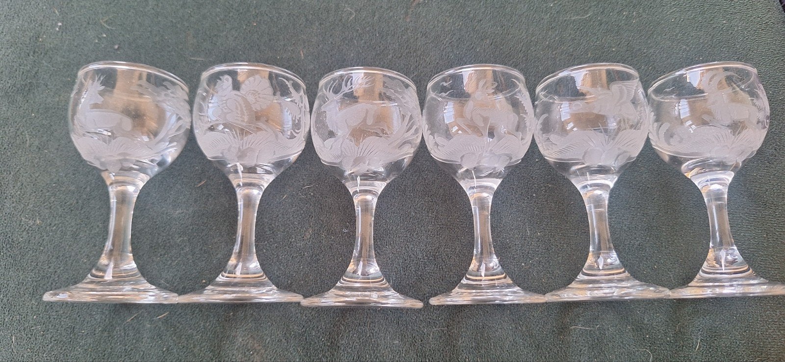 Prachtige set van 6 vintage jachtglazen / borrelglazen, Ophalen of Verzenden, Gebruikt, Borrel- of Shotglas