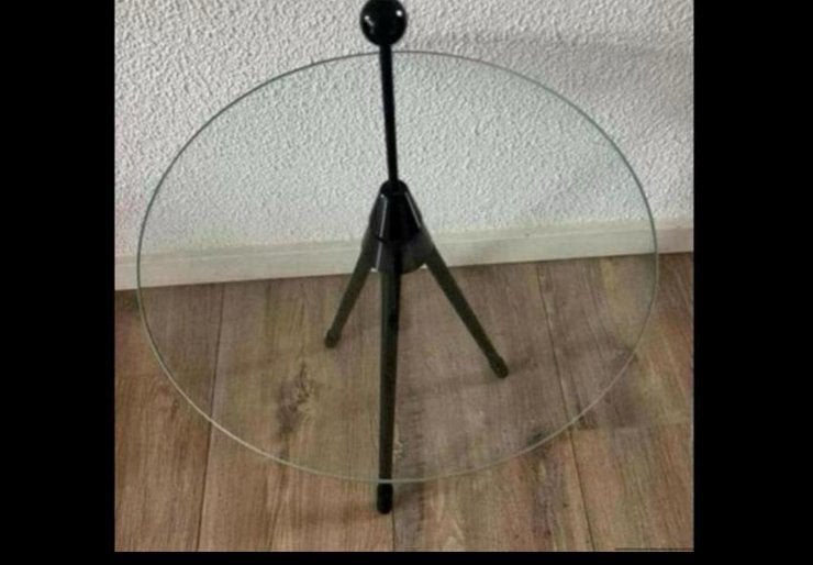 Bijzettafel, Italiaans design, jaren 80 kristal en metaal, Ophalen