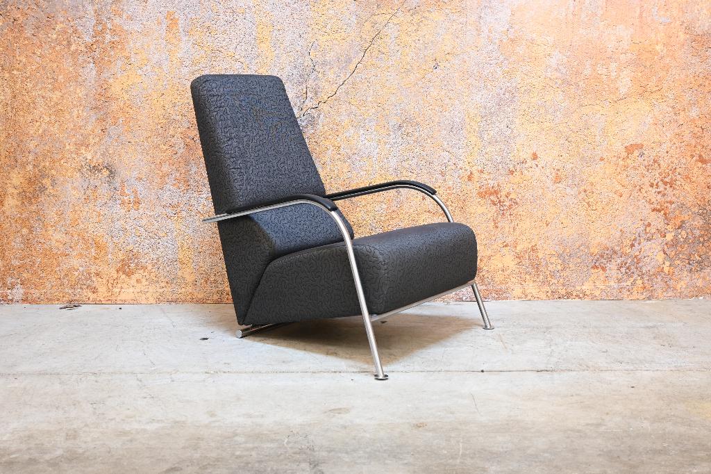 ZGAN! Harvink Mirakel design fauteuil in unieke grijze stof, Harvink, Harvink, 75 tot 100 cm, Ophalen of Verzenden