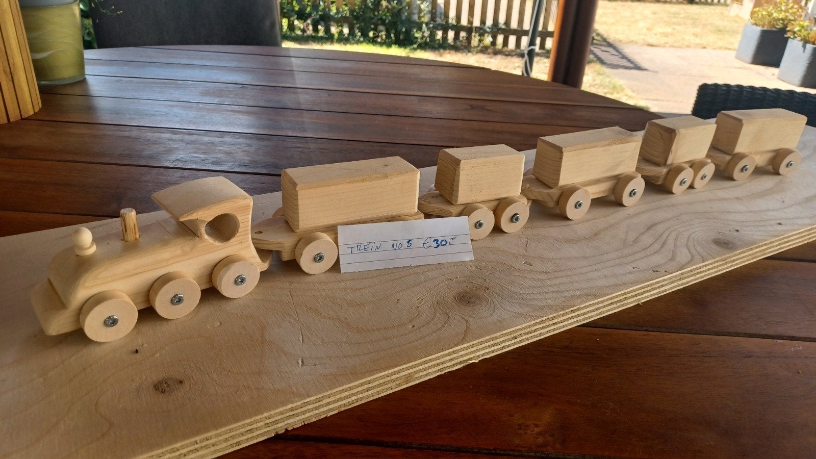 Handgemaakte houten trein met wagons, Ophalen of Verzenden