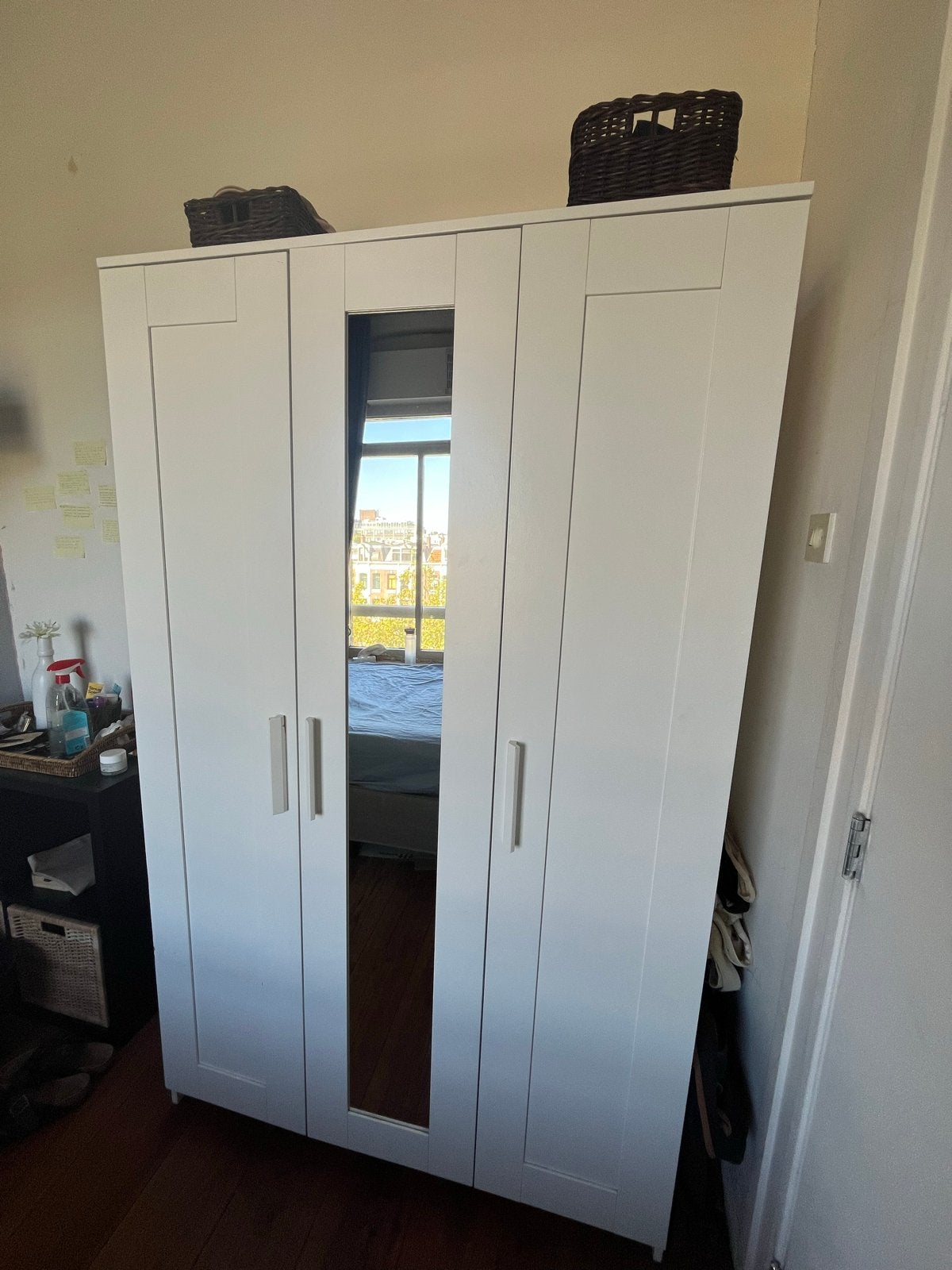 IKEA BRIMNES Kledingkast met 3 deuren, wit, Ophalen, Gebruikt, 100 tot 150 cm, 150 tot 200 cm