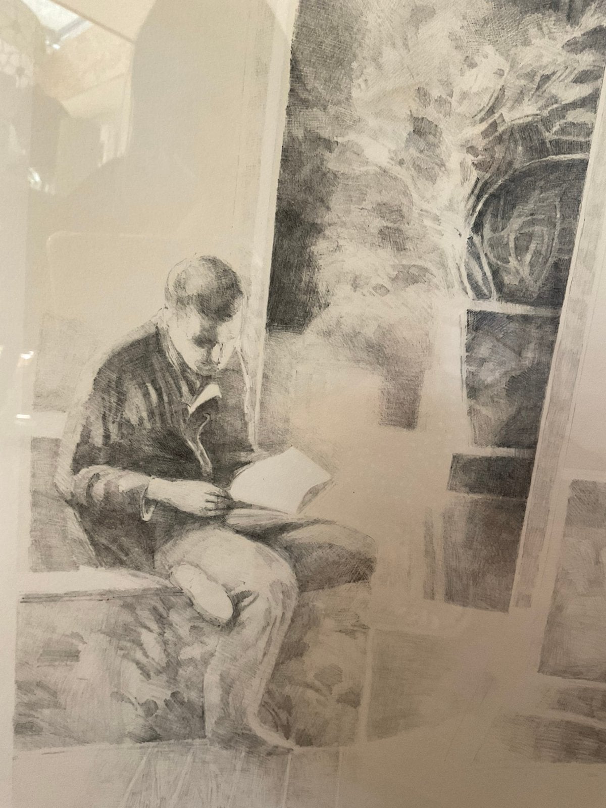 Walter Nobbe, potloodtekening “de Tuin” steendruk, Ophalen, Natuur, Gebruikt, 1980 tot heden