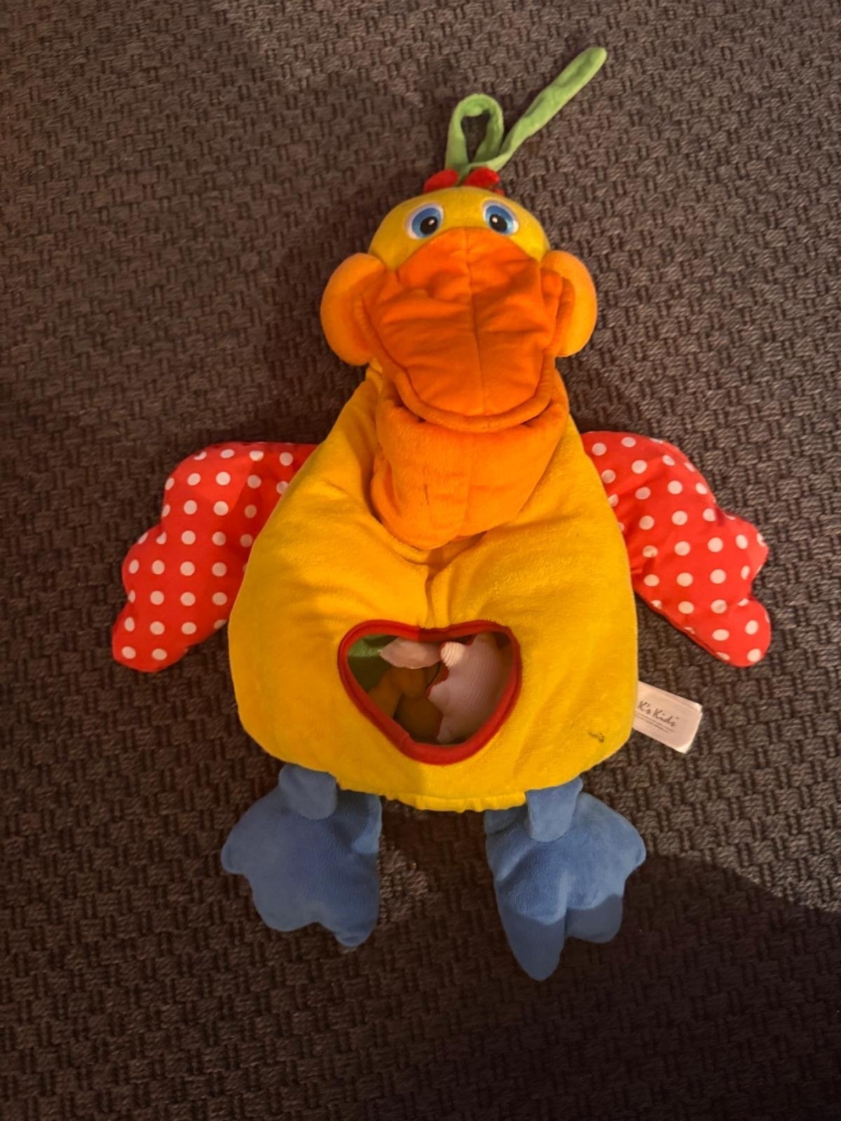K's Kids Eend Activiteitenknuffel met Rammelaars, Ophalen of Verzenden, Zo goed als nieuw, Overige typen, Met geluid