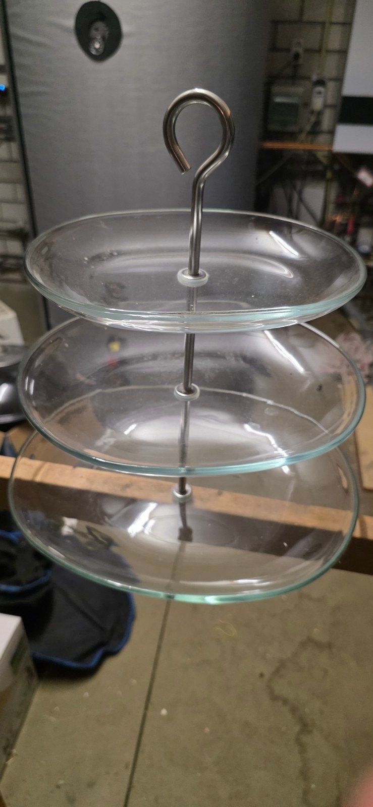 Glazen etagere met 3 lagen, Overige typen, Ophalen, Zo goed als nieuw, Glas