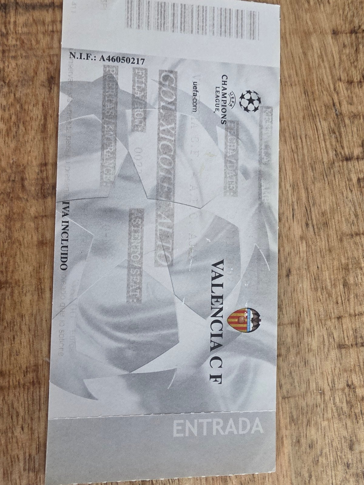 Kaartje Valencia-Ajax, Eén persoon