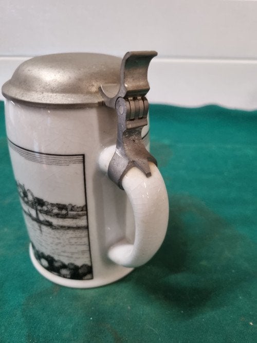 bierpul schnadenburg aan elbe met tinnen deksel, Verzamelen, Ophalen of Verzenden, 'T Olde Gre-j, Info@toldegrej.nl, Endepoelstraat 20f Didam