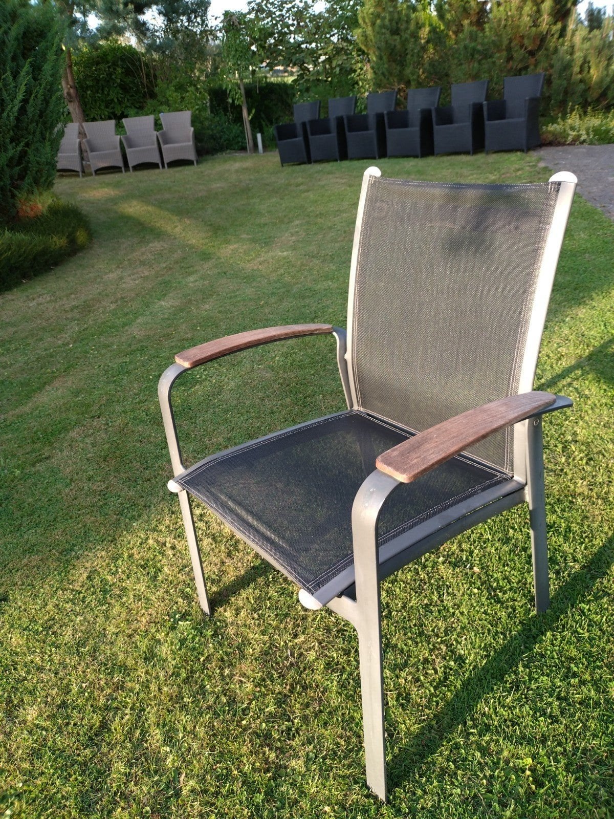 Set van 4 mooie Gloster tuinstoelen, Tuin en Terras, Ophalen, Gebruikt
