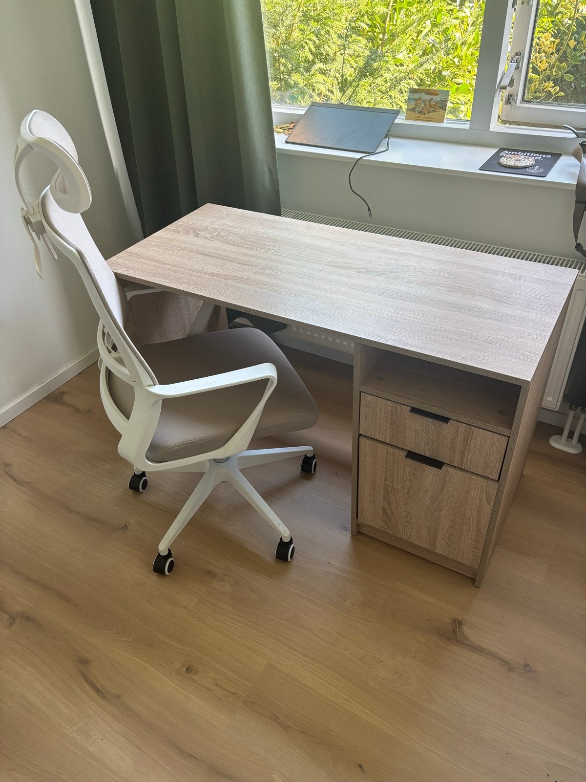 Bureau met lades en opbergruimte, inclusief bureaustoel, Huis en Inrichting, Ophalen, -, Met lades, Bruin