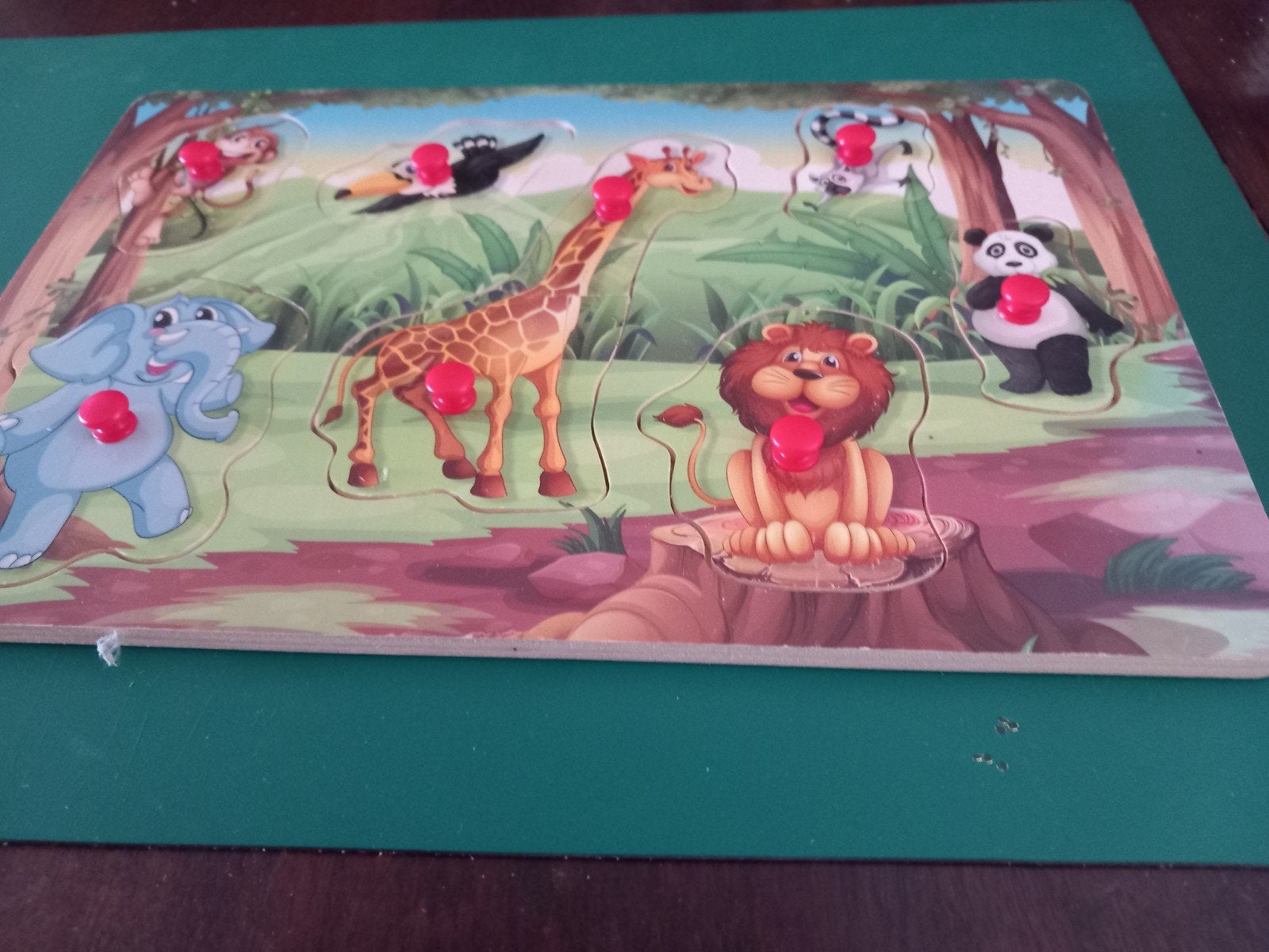 Houten noppen puzzel wilde dieren, Ophalen, Minder dan 10 stukjes, Zo goed als nieuw, 6 maanden tot 2 jaar