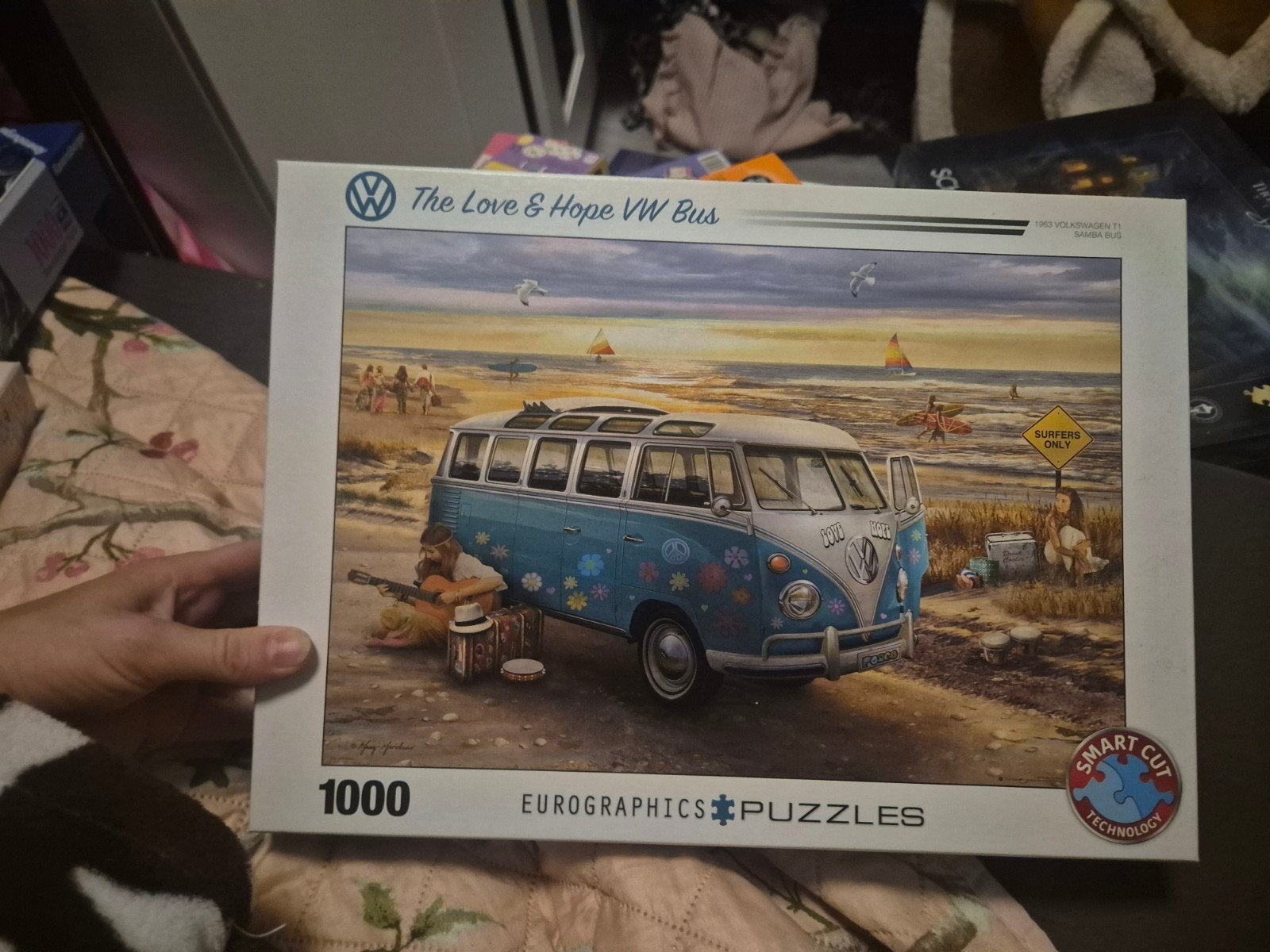 Eurographics Legpuzzel VW Bus The Love & Hope 1000 stukjes, Ophalen of Verzenden, 500 t/m 1500 stukjes, Zo goed als nieuw, Legpuzzel