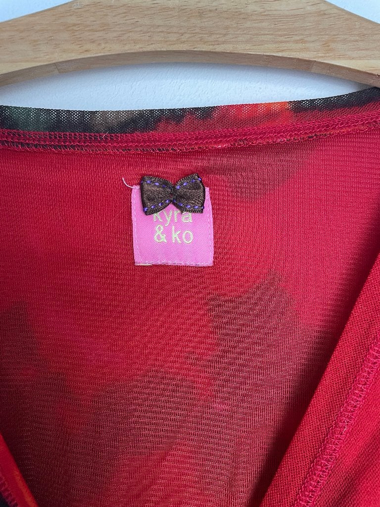 Kyra & Ko Aiden jurk maat M rood chiffon ruches, Maat 38/40 (M), NB BV/KYRA, Back-upstraat 12 1033NX Amsterdam, Ophalen of Verzenden