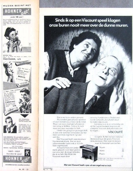 7 vintage advertenties muziekinstrumenten 57-71 muziek orgel, Ophalen of Verzenden, Gebruikt, Overige typen