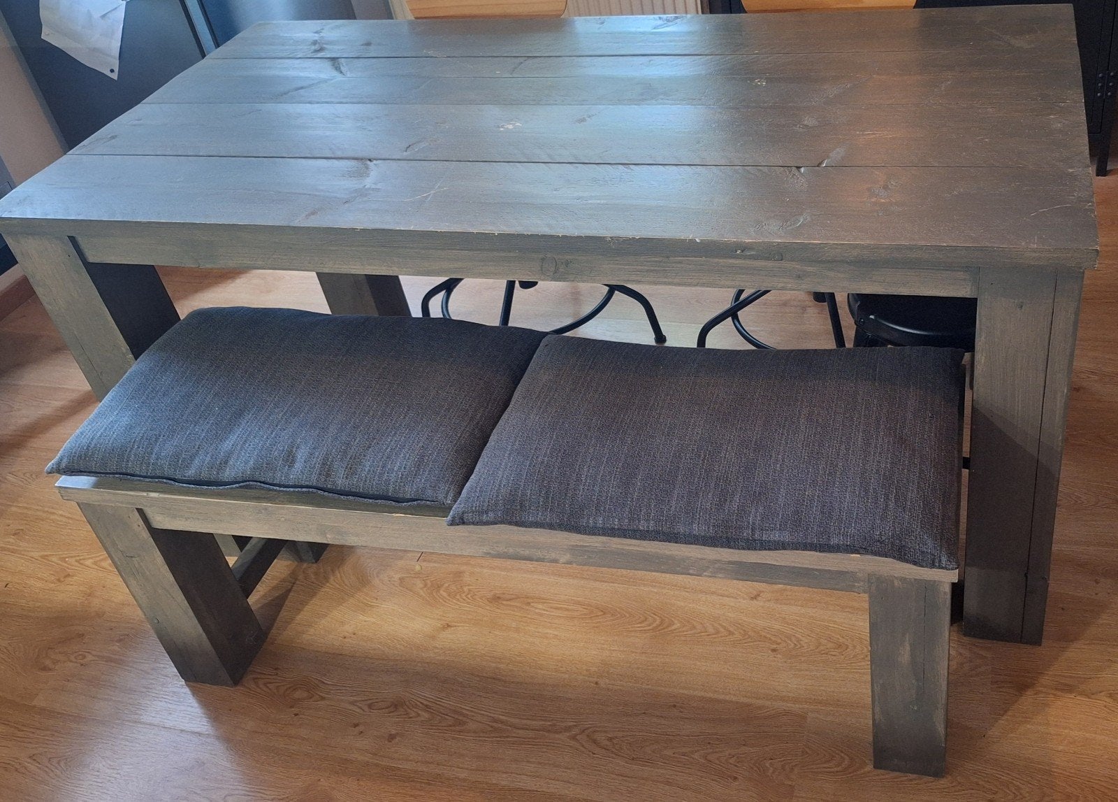 Steigerhouten tafel en bankje, Ophalen