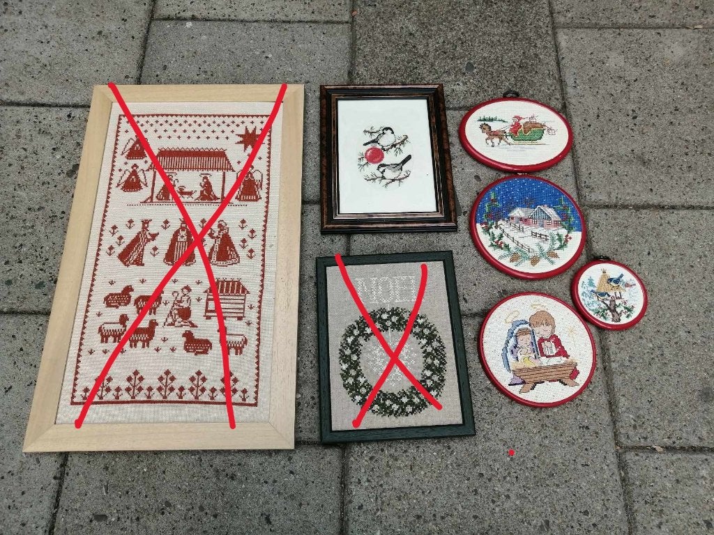 Geborduurde kerst schilderijtjes, Diversen, Kerst, Ophalen, Zo goed als nieuw