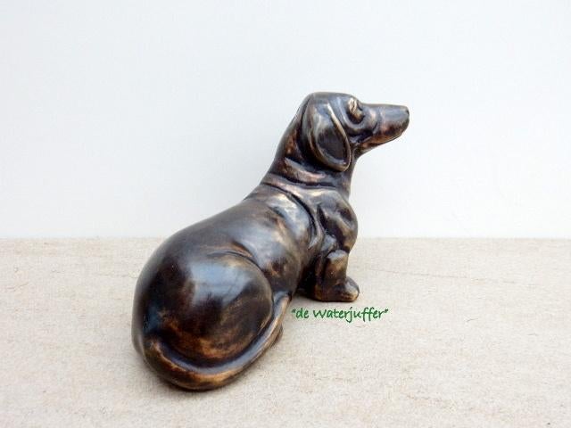 147* Bronzen dikke teckel (Boven €75 geen verzendkosten), Tuin en Terras, Tuinbeelden, Ophalen of Verzenden, Nieuw, Overige materialen