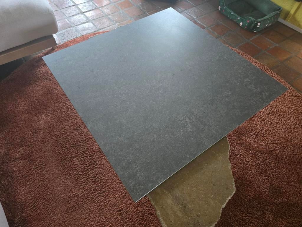 Tafelblad 90x90 cm – dubbelzijdig (zwart glas & betonlook), Huis en Inrichting, Tafelonderdelen, Ophalen, Overige materialen, 50 tot 100 cm