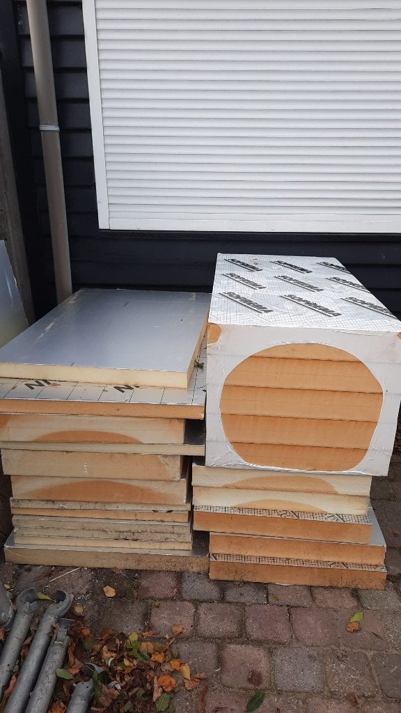 PIR 2-zijdig aluminium platen, Ophalen, Zo goed als nieuw, Hardschuim (Pir), 15 m² of meer