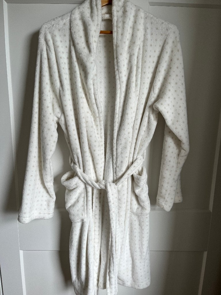 badjas  creme met stipje, Onbekend, Ophalen, Zo goed als nieuw, Maat 42/44 (L)
