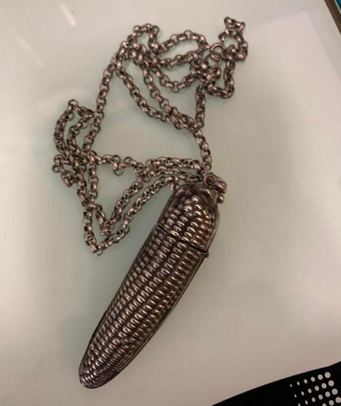 Zilver antiek zilveren maïskolf Corn snuifdoosje gemerkt, Ophalen of Verzenden