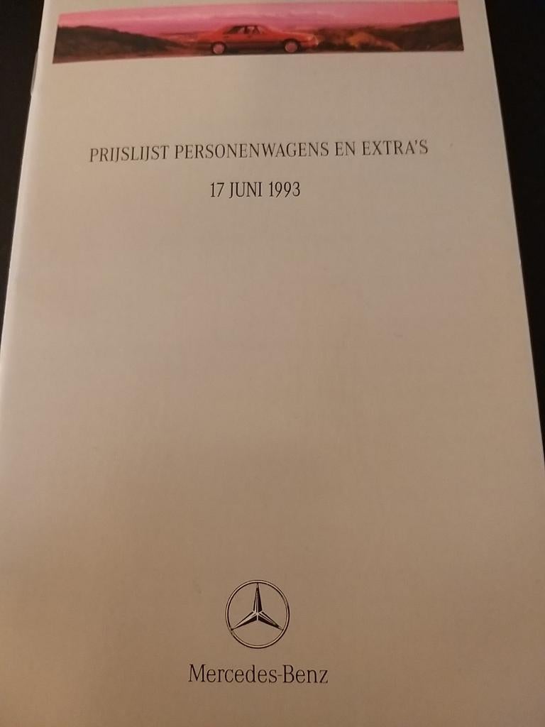 1993 Nederlands Mercedes prijslijst 300SL 600SEL C280 w202, Ophalen of Verzenden, Zo goed als nieuw, Mercedes