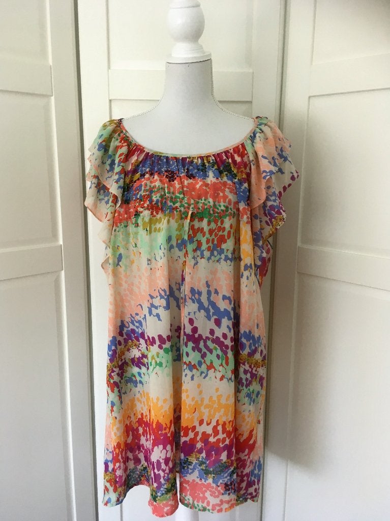 H&M the Garden Collection zgan kleurige mini jurk, maat 36 S, Kleding | Dames, H&M, Oranje, Ophalen of Verzenden, Zo goed als nieuw