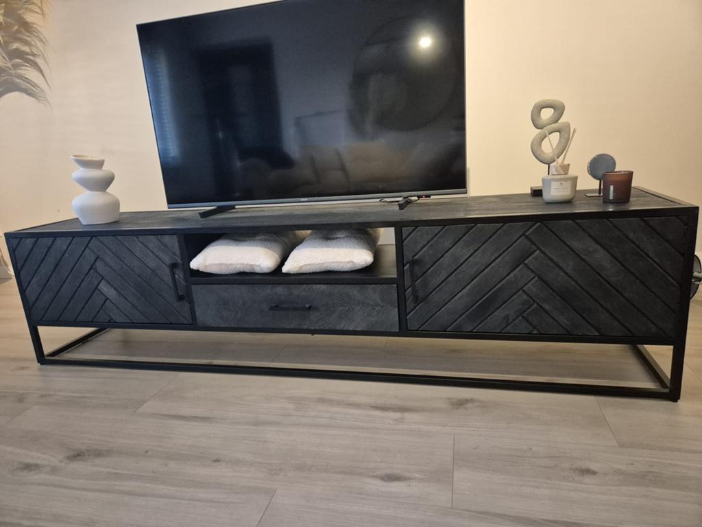 Mango houten tv meubel, Ophalen, Zo goed als nieuw, 200 cm of meer, Minder dan 100 cm