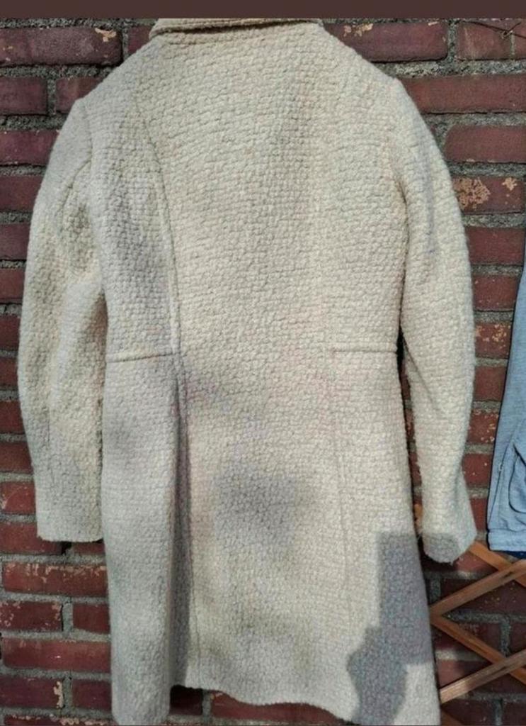 H&M beige wollen mantel jas maat M, Maat 38/40 (M), H&M, Beige, Ophalen of Verzenden