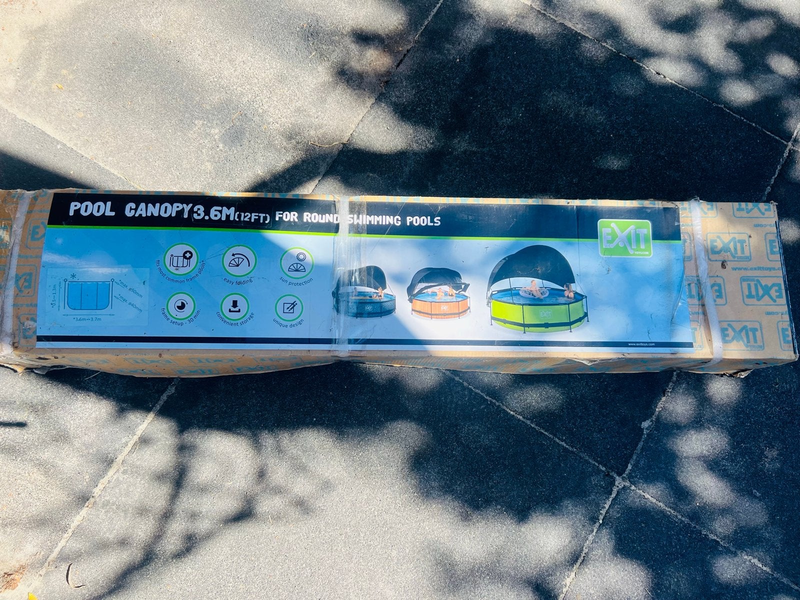 EXIT Toys Zwembad schaduwdoek Ø360cm - Universeel - Nieuw, Tuin en Terras, Overige typen, Rond, Ophalen of Verzenden, 400 cm of meer
