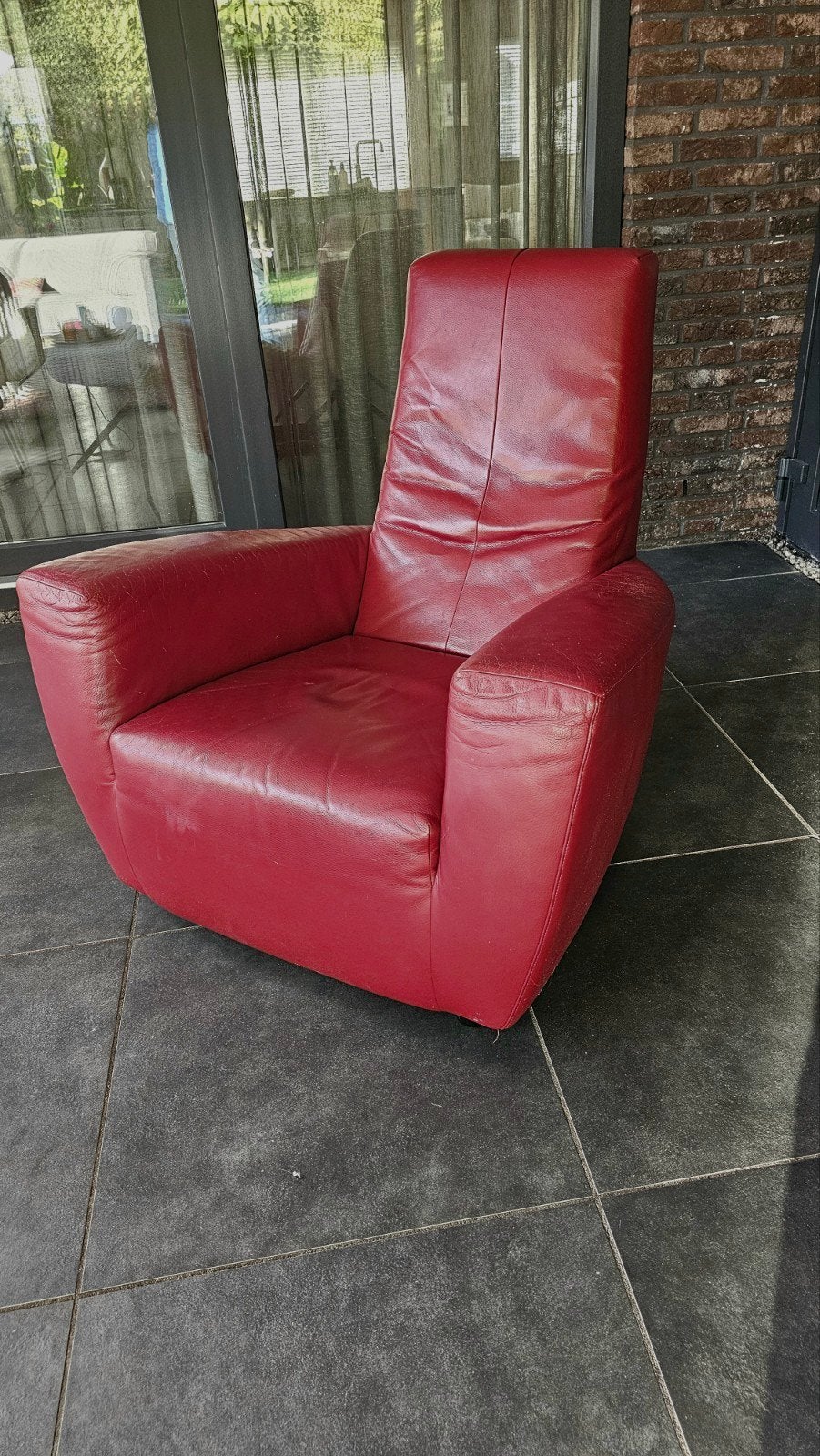 Gerard van den Berg fauteuil rood leer, Ophalen, Gebruikt, 75 tot 100 cm, Modern, Design