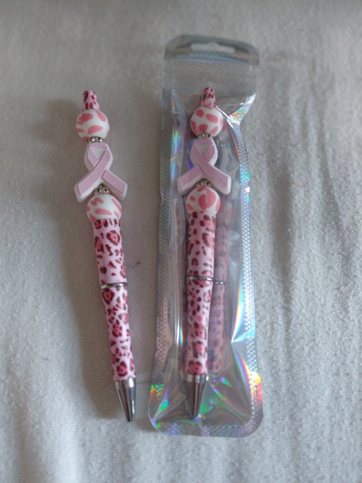 Zelf gemaakte pennen, pink ribbon, Ophalen of Verzenden