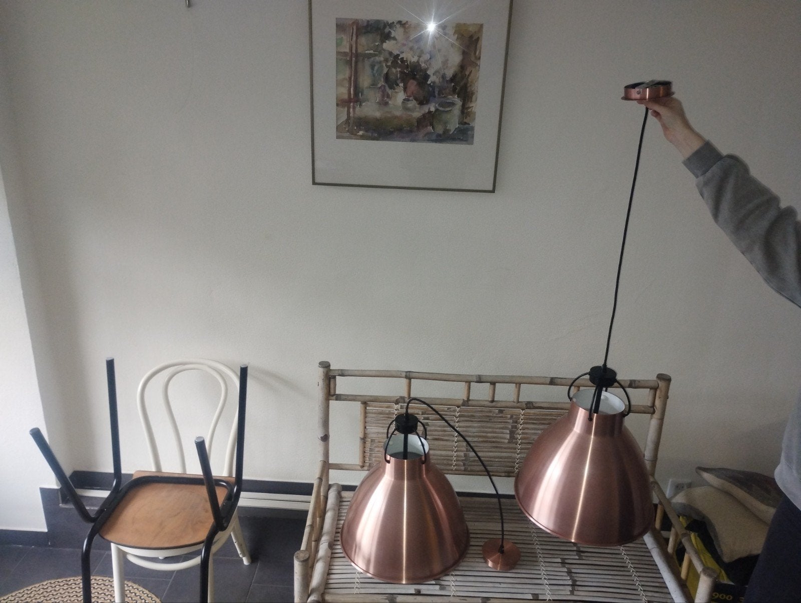Koperen hanglampen set - 2 stuks merk Zuiver, Ophalen of Verzenden, Zo goed als nieuw, Metaal, Modern, Industrieel