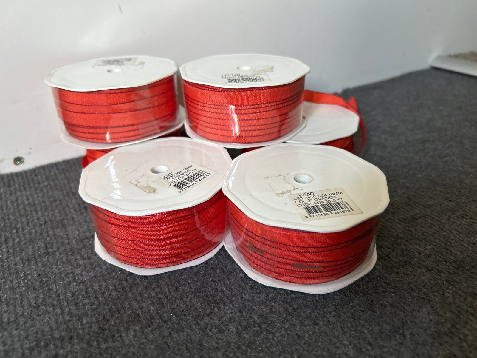 6 Klossen Rood Decoratielint - 20m x 10mm, Ophalen, Textiel, Nieuw, Knutselmateriaal