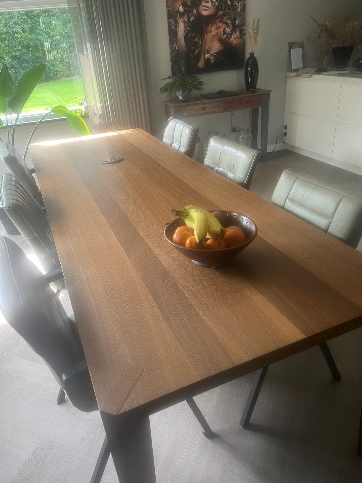 Mooie tafel van gefineerd eiken, Ophalen, Eikenhout, 200 cm of meer, 50 tot 100 cm