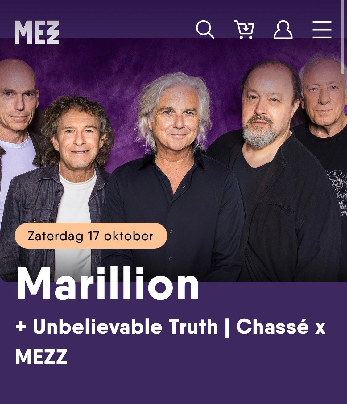 Marillion - 4 tickets - 17 oktober in Chasse theater Breda, Drie personen of meer, Oktober
