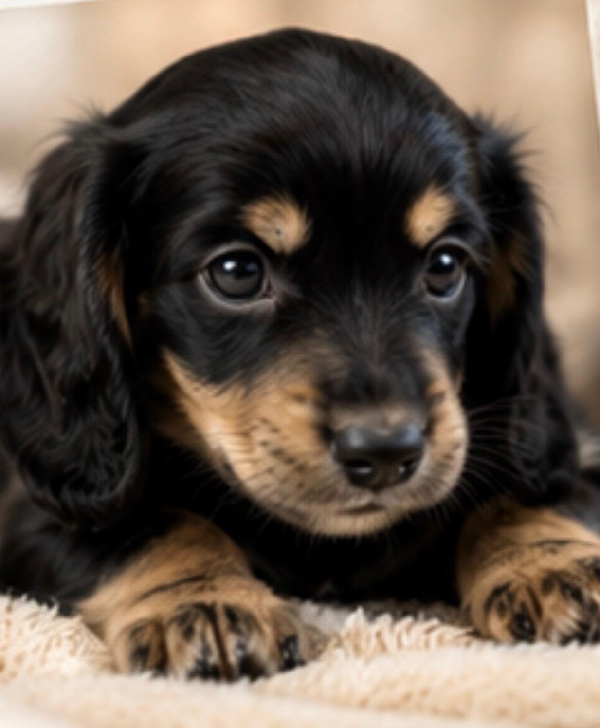 Teckel meisje in de bijzondere kleur black creme, Dieren en Toebehoren, Honden | Teckels en Dashonden, Kaninchen, Parvo, 8 tot 15 weken