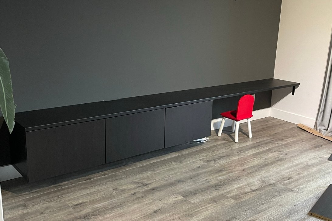 IKEA BESTÅ tv-meubel + maatwerk plank | Totaal 3,30 meter, Ophalen, Gebruikt, 200 cm of meer, Minder dan 100 cm
