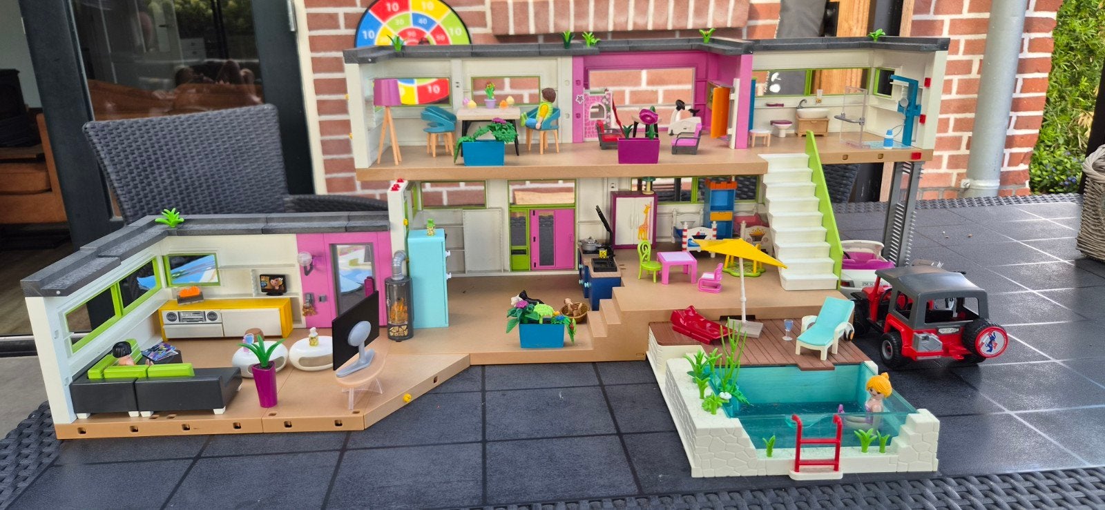 Playmobil Modern Woonhuis set 5586 en 5574 met veel extra's, Gebruikt, Gebouw, Losse onderdelen, Ophalen of Verzenden