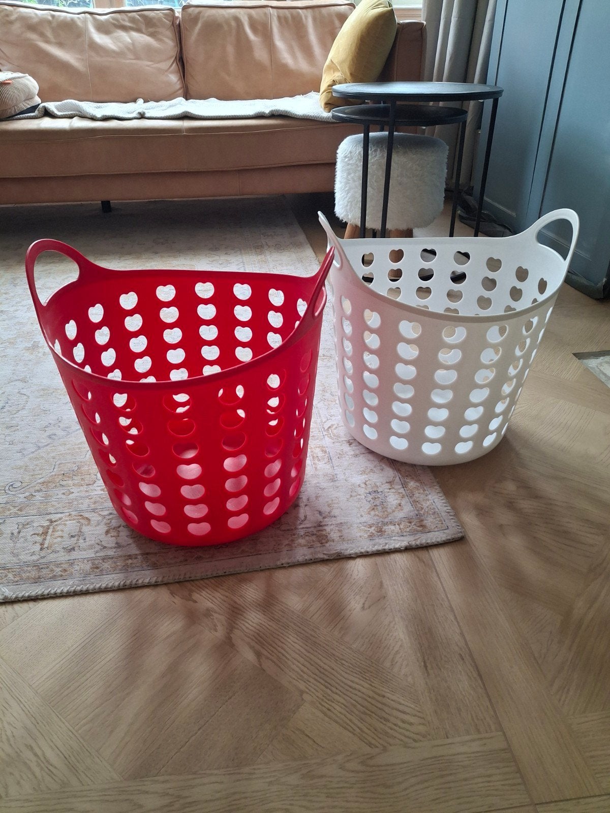 2 flexibele wasmanden met hartjes ZGAN, Huis en Inrichting, Ophalen, Zo goed als nieuw, Rond