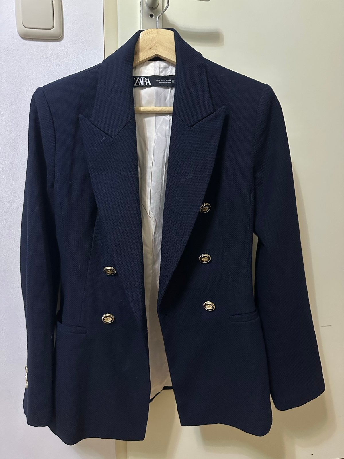 Zara Blazer Donkerblauw met Gouden Knopen - Maat XS, Kleding | Dames, Blauw, Ophalen of Verzenden, Zo goed als nieuw, Jasje