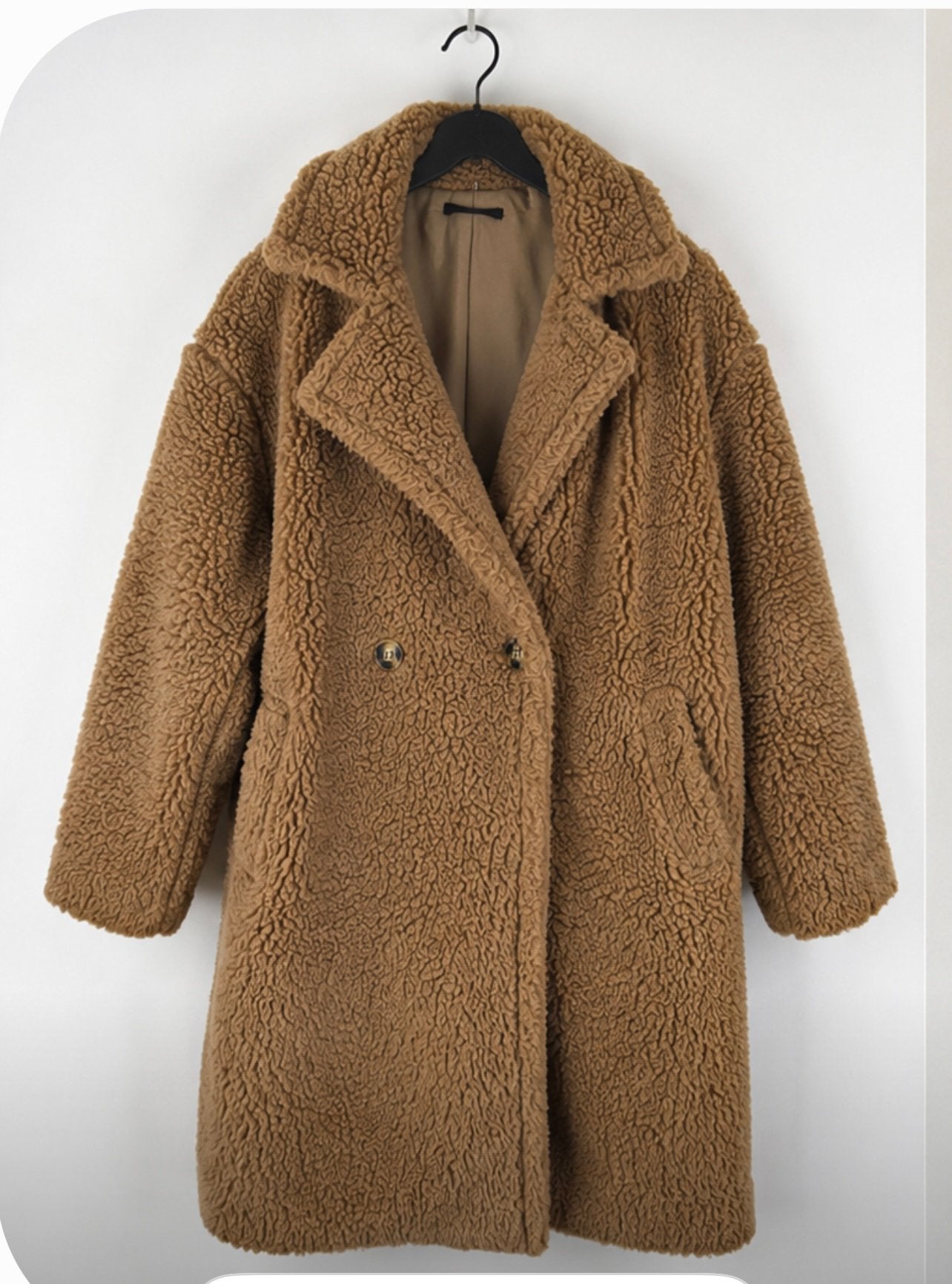 heerlijke teddy jas one size grote kraag recht vallend, Ophalen of Verzenden, Zo goed als nieuw, Beige