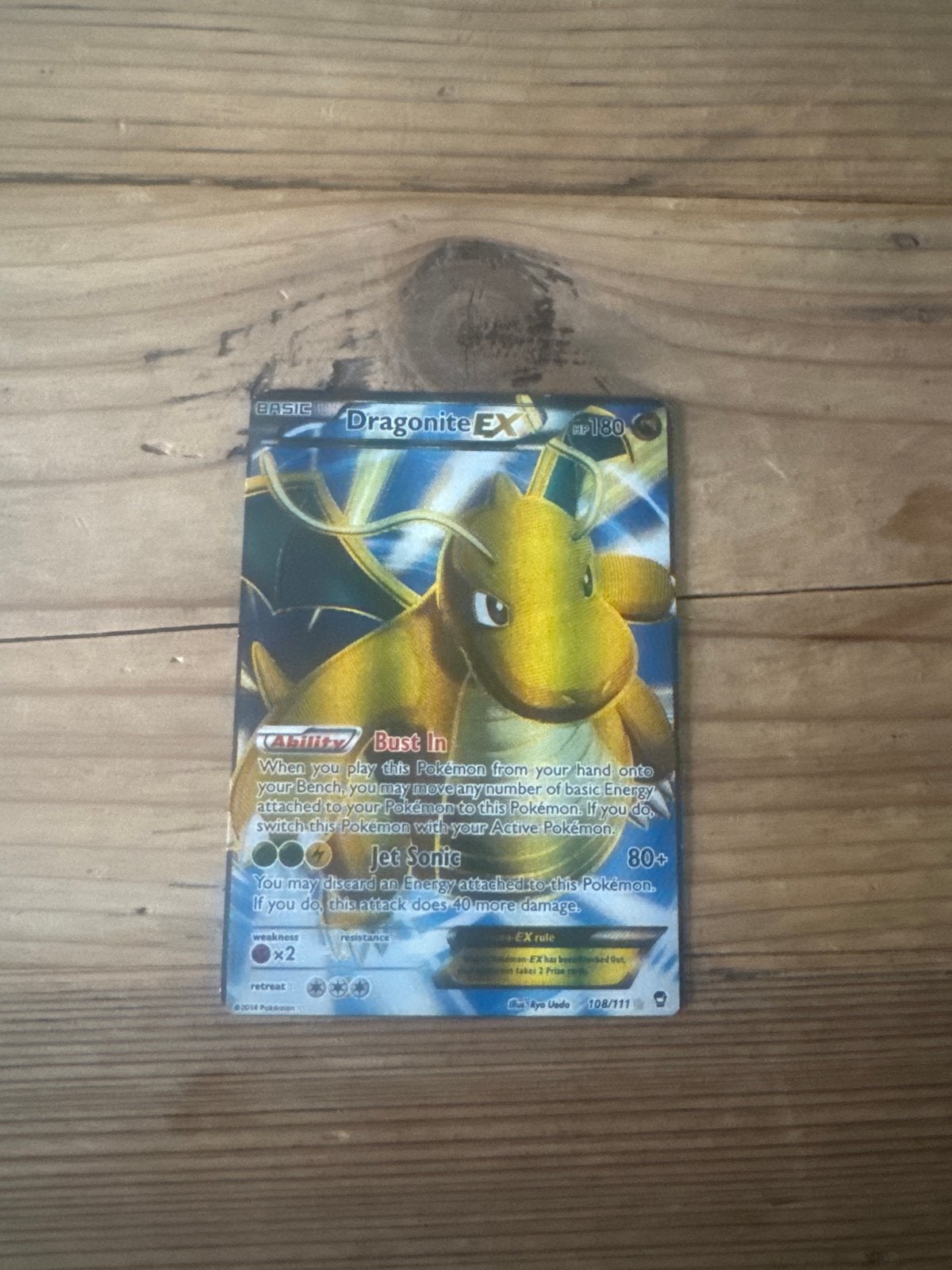 Dragonite ex Pokémon kaart, Ophalen of Verzenden, Zo goed als nieuw, Losse kaart, Foil