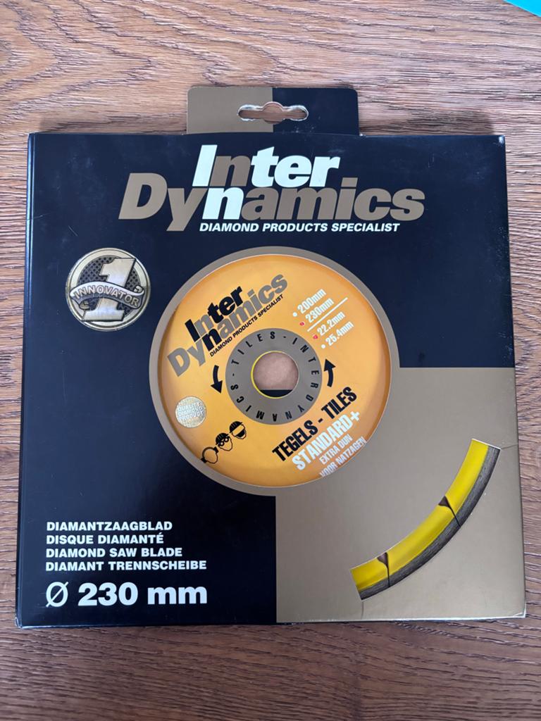 Nieuw InterDynamics Diamantzaagblad Tegels - 230mm, Ophalen of Verzenden, Nieuw, 1200 watt of meer, Cirkelzaag
