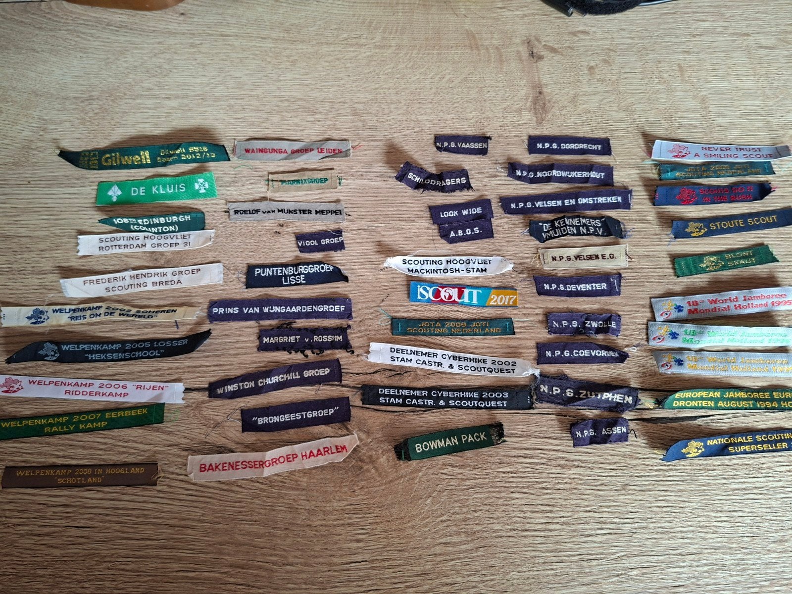 50 Diverse Scouting Naambandjes (ca. 1960-2010), Verzamelen, Ophalen of Verzenden, Gebruikt