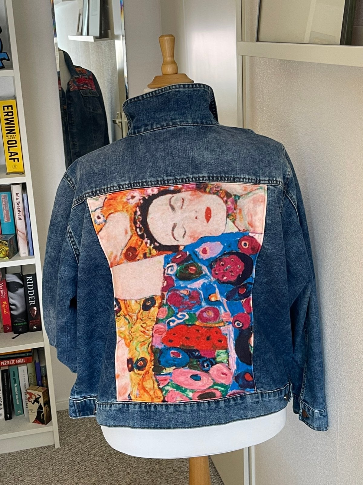 Peet: Gepimt spijkerjack met Gustav Klimt tricot maat 56/58, Kleding | Dames, Grote Maten, Ophalen of Verzenden, Zo goed als nieuw