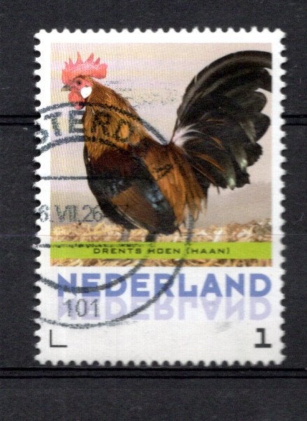 gestempeld zegel. persoonlijke: uit vel van 3. kip, Ophalen of Verzenden, Na 1940, Gestempeld