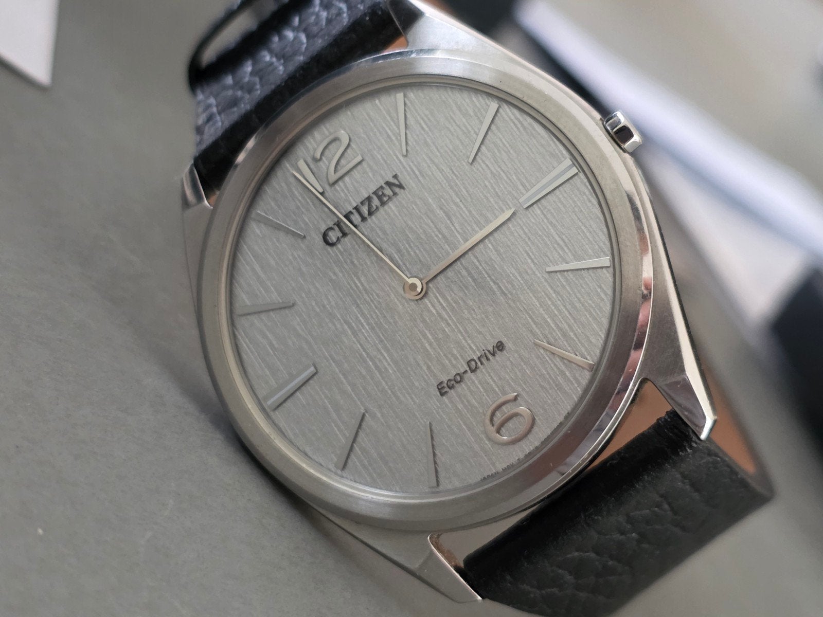 Citizen AR3120-16A Eco-Drive Horloge met Garantie, Leer, Staal, Ophalen of Verzenden, Zo goed als nieuw